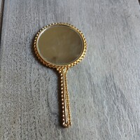 Szép régi rézkeretes japán pipere tükör (9,8x5,1 cm)