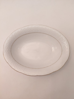 HIBÁTLAN! Herendi fehér - arany mintás kis ovális porcelán mélytál