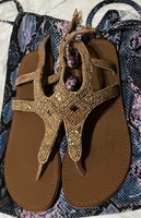Pieces Made in India prémium minőségű Luxus arany bőr szandál