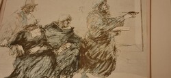 Claude Weisbuch francia művész "Hommage à Rembrandt" (Hódolat Rembrandt előtt) című színes litográfi