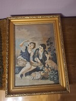 Murillo: Dinnyeevők gobelin kép igényes arany keretben (44x60 cm)