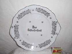 BAVARIA - ASZTALKÖZÉP - KÍNÁLÓ - PORCELÁN  - 28 x 15 x 4 cm - EZÜSTÖZÖTT  - NEM KOPOTT - HIBÁTLAN