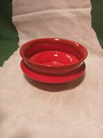 Steuler Keramik (West German Pottery) piros színű kerámia tál a 60as-70es évekből