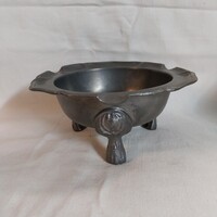 Vintage holland szilárd ón tálka / hamutartó oroszlánfejes lábakkal