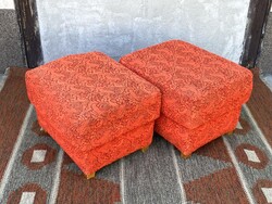 2 DB NARANCS SZÍNŰ, RETRO PUFF, ÜLŐKE, LÁBTARTÓ EGYÜTT 47 x 37 x 34 CM