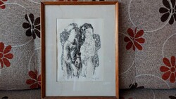 Kerti Károly (1917-1986): Három alak. 1978 A Tata i grafikus No. 2/2.