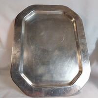 Antik jelzett FÓÉ ezüstözött alpakka tálca, kínáló (33x25 cm)