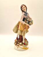 Capodimonte olasz porcelán virágárus lány IPA 21cm