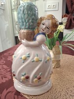 Cactus Carrier Girl Ceramic Lamp