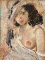 Fried Pál: Női akt, pasztell, papír, keretezett mérete: 53,5 cm x 41 cm, szignált