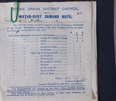 1925 angol vízdíjfizetési felszólítás – Stone Urban District Council