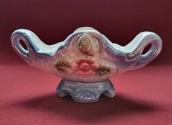 Vintage irrizáló porcelán kerámia szalvéta tartó asztalközép dekoráció virág mintával