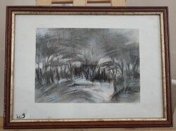 Leitner Gábor pasztell képe, festménye 46x34 cm kerettel