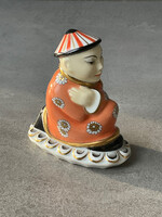 Herendi Porcelán nagyobb Kínai Figura. Mandarin szépen megfestett ruhában.