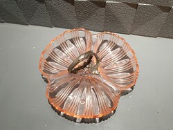 Art Deco stílusú üvegtál, asztalközép, kínáló