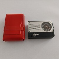 Retro Luch szovjet úti ébresztőóra eredeti piros tokjában