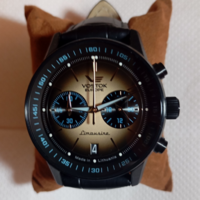 Vostok Europe Gaz-14 Limousine chronograph wristwatch (VK64-560C691-L) + gift HIRSCH watch strap