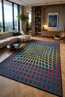 Victor Vasarely stílusú vintage gyapjúszőnyeg – Belgium, 1990-es évek, 200 × 290 cm