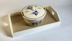 Delft-i fajansz tárolóedény, cukortartó, kínáló