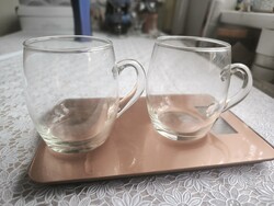 Vékony üveg  pohár, 2 db pyrex csésze eladó!