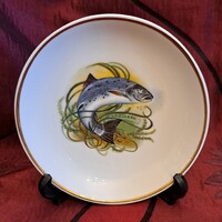 Ritka hollóházi halas porcelán tányér, falitányér 2 (M6252)