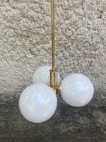 Art Deco / Bauhaus 3 karos réz csillár - lámpa vintage retro design üveg space age szputnyik