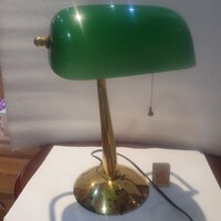 Retro klasszikus angol banklámpa zöld üvegbúrával iroda kellék dekoráció