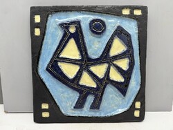 Signed Zsolnay ceramic wall picture, wall decoration, wall ceramic 26 cm x 26 cm