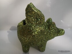 ÚJ - MALACPERSELY - KERÁMIA - SZÁRNYAS MALACKA - 9 x 8 x 6 cm - CSILLÁMOS - NÉMET - HIBÁTLAN