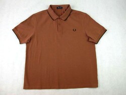 EREDETI FRED PERRY (2XL) SPORTOS ELEGÁNS RÖVID UJJÚ FÉRFI BARNA GALLÉROS PÓLÓ