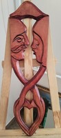 Szép faragott fa falidísz 66 cm