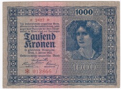 1.000 Korona 1922    A képen látható állapotban