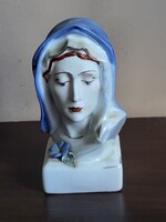 Retró porcelán Szűz Mária mellszobor kék kendővel