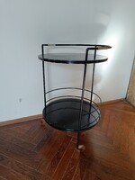 Art deco fekete fém vázas zsúrkocsi.