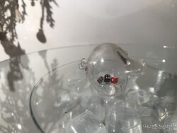 SZOBOR - ÜVEG - SZERENCSE  MALAC - BENNE 3 db MINI DOBÓKOCKA - 4,5 x 4 cm - - HIBÁTLAN