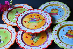 6 db ünnepi party desszertes kerámia tányér 18 cm