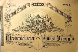 1880 Österreichischer Kunst-Verein Wien – Ritka bécsi művészeti egyesületi oklevél