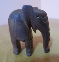 Régi kézzel faragott fa elefánt figura retro trópusi keményfa szobor 5 cm