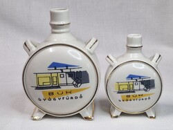 Régi Drasche porcelán kulacsok BÜK GYÓGYFÜRDŐ felirattal szép aranyozással hibátlan 9,5 és 12,5 cm.