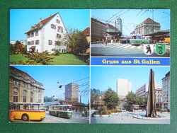Képeslap Svájc 1990. Üdvözlet St. Gallenből, trolibusszal
