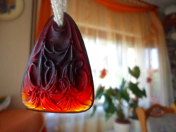 René Lalique által tervezett, 1920. körül készült " Lys" (liliom) Mintás művészüveg medál!