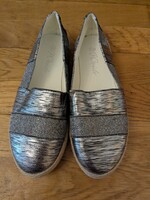 WEIDE női 38-as ezüstös színű nyári vászoncipő, espadrilles nyári vászoncipő, mokaszín