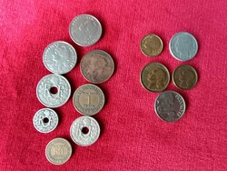 Franciaország 13 db régi érme KAPSZULÁZVA, egyben 1903–1955 Ritkább 25 centimes darabokkal Gyűjtemén