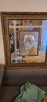 Padre Pio ábrázolású, olasz készítésű domborműves kép, amely 925-ös finomságú ezüstből készült.A dom