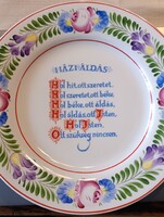 Házi áldás hollóházi tányéron