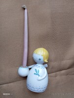 Porcelán angyalka Ősz Szabó Antónia eredeti gyertyával hibátlan