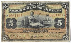 5 peso pesos Kuba Cuba PLATA bélyegzéssel 1896 2.