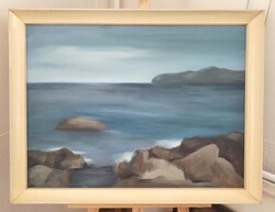 Zöld Anikó képcsarnokos festménye 86x66 cm kerettel