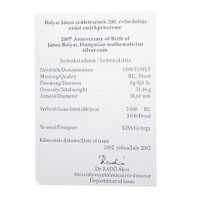 Magyarország,3000 forint 2002 - Bolyai János - Certifikáció