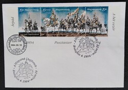 F4242aszd / 1994 Feszty- Körkép I. alsó bélyegcsík feliratos ívszéllel FDC-n plusz emlékbélyegzővel